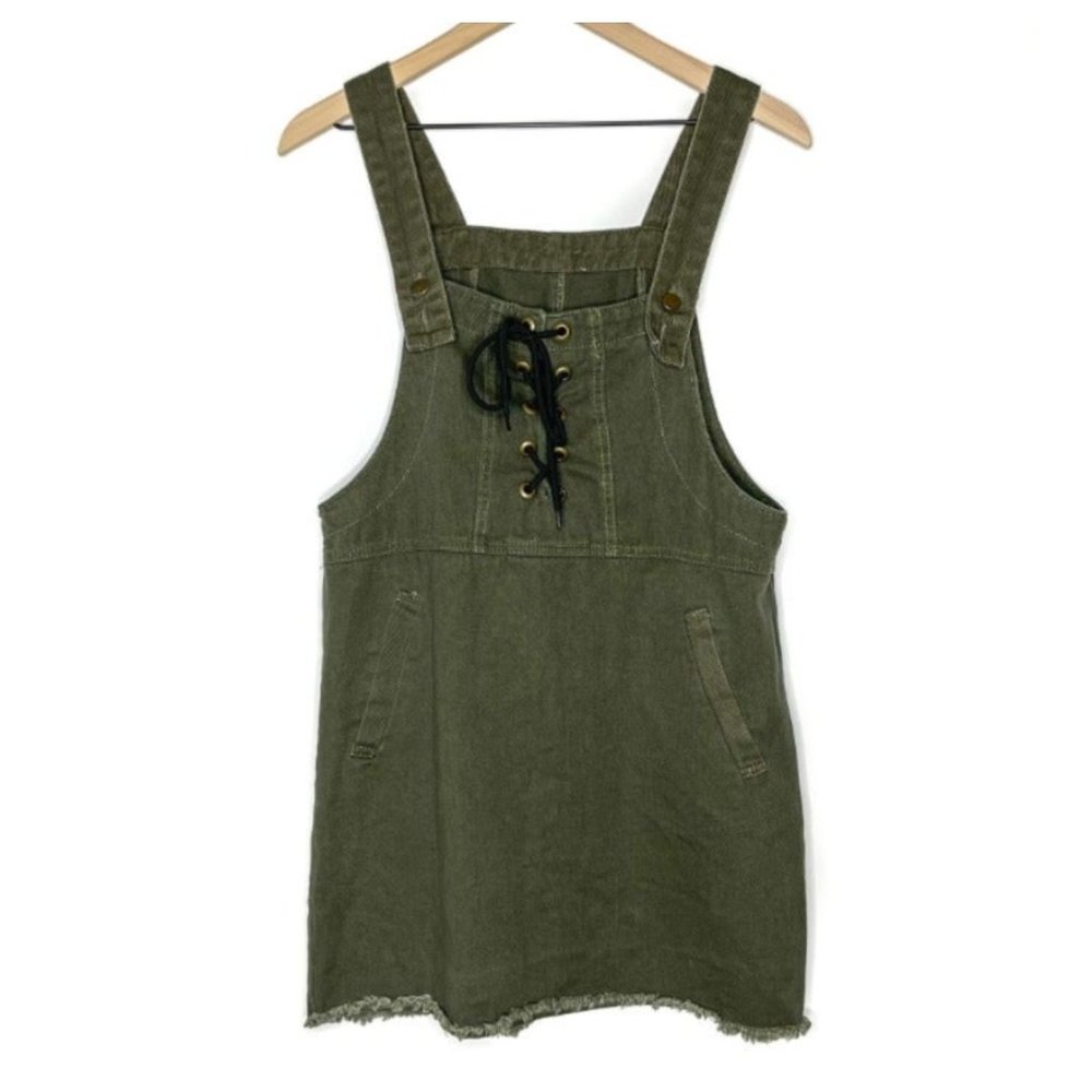 *WORN ONCE* Hayden Denim Lace Up Overall Dress